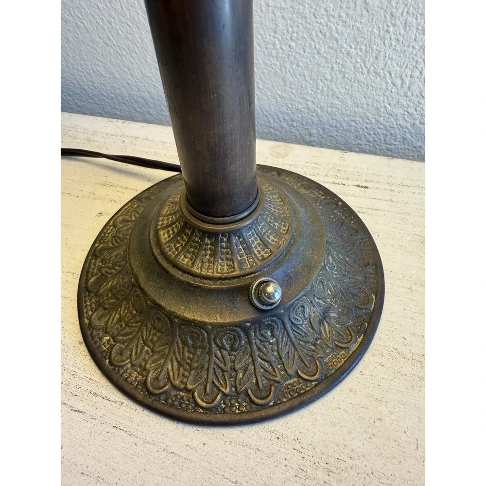 Vintage Brass‎ Leviton Candlestick Lamp With Amber Shade
